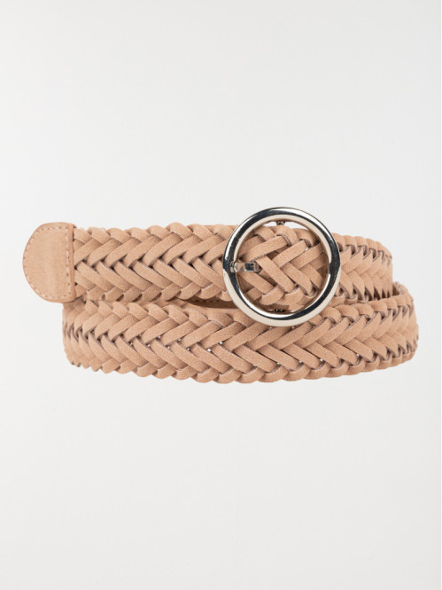 Ceinture tressée rose femme