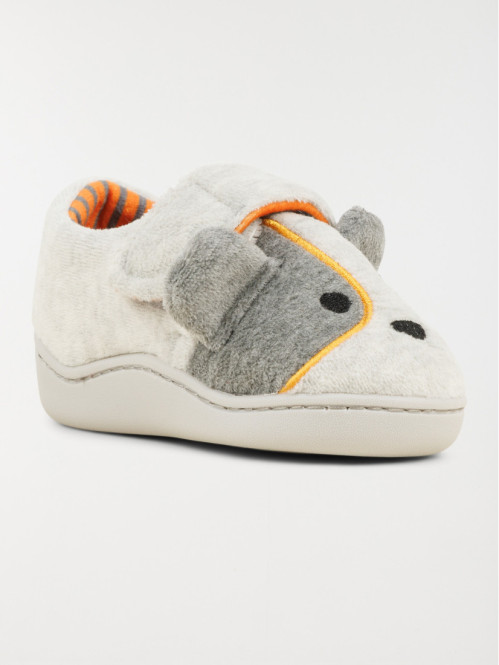 Chaussons gris chien garçon...