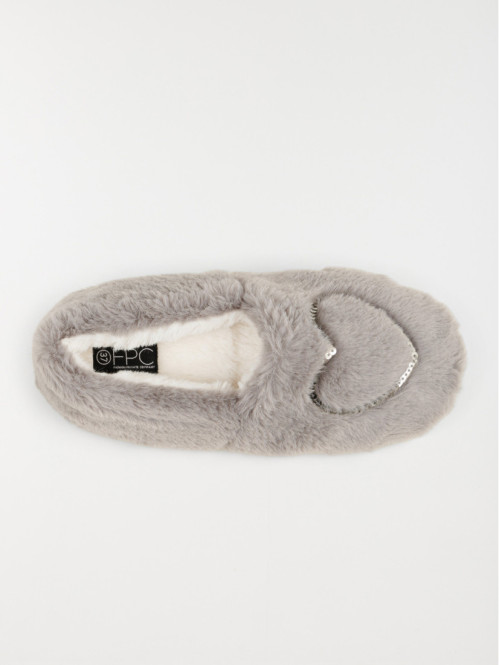 Chaussons gris coeur femme...