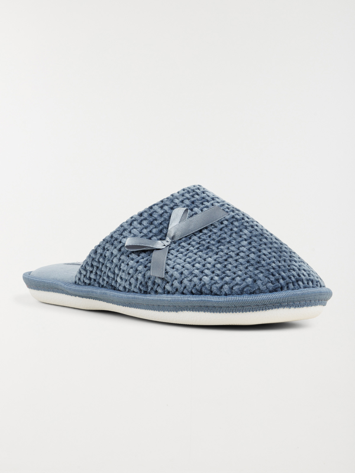 Chausson mule bleu noeud femme (36-41)