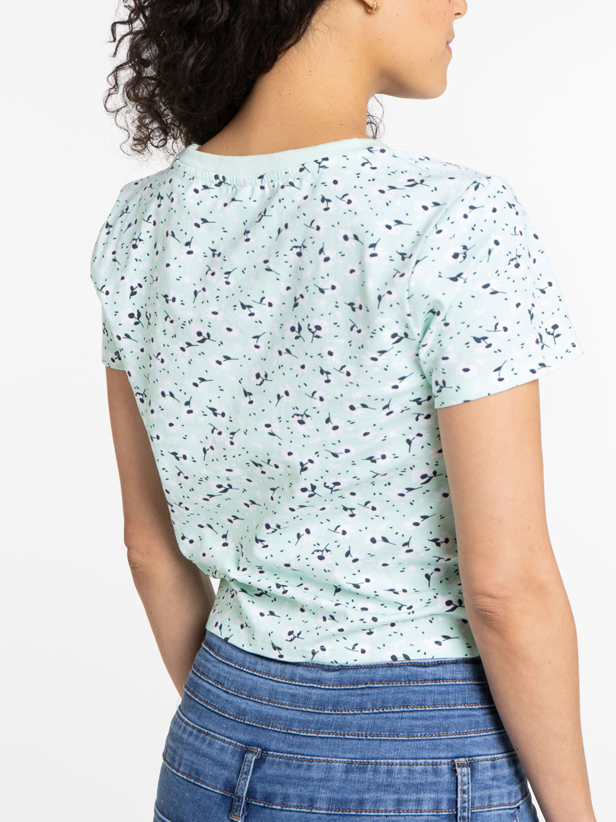 T-shirt court fleuri femme