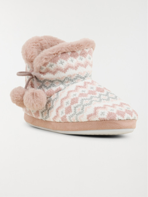 Chausson botte femme rose...