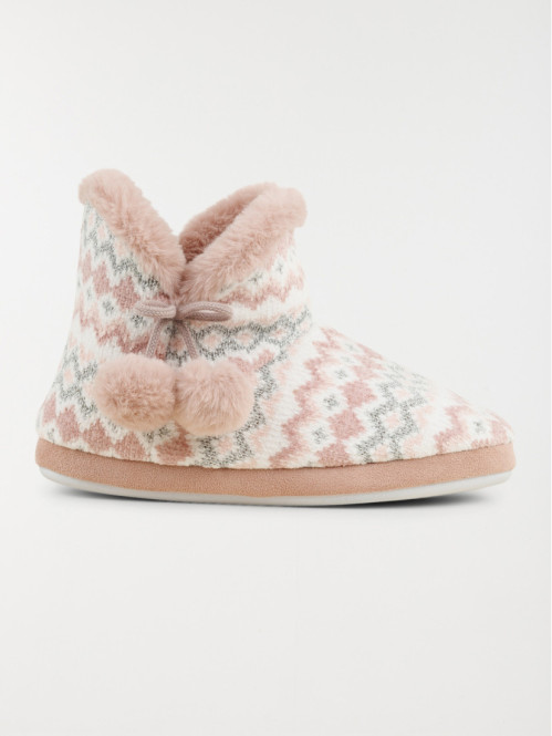 Chausson botte femme rose (36-41)
