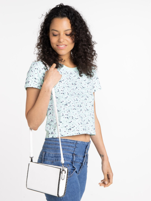 T-shirt court fleuri femme