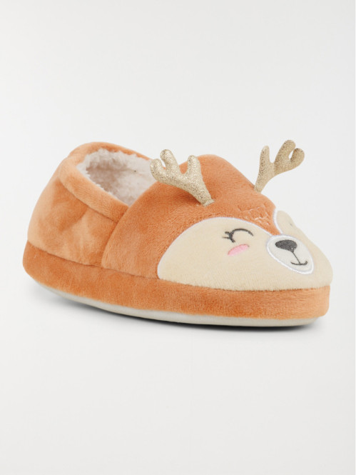 Chaussons cerf 3D marron fille (31-35)