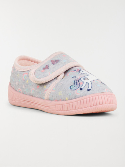 Chaussons licorne gris fille (24-30)