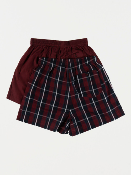 Lot de 2 caleçons uni et carreau homme