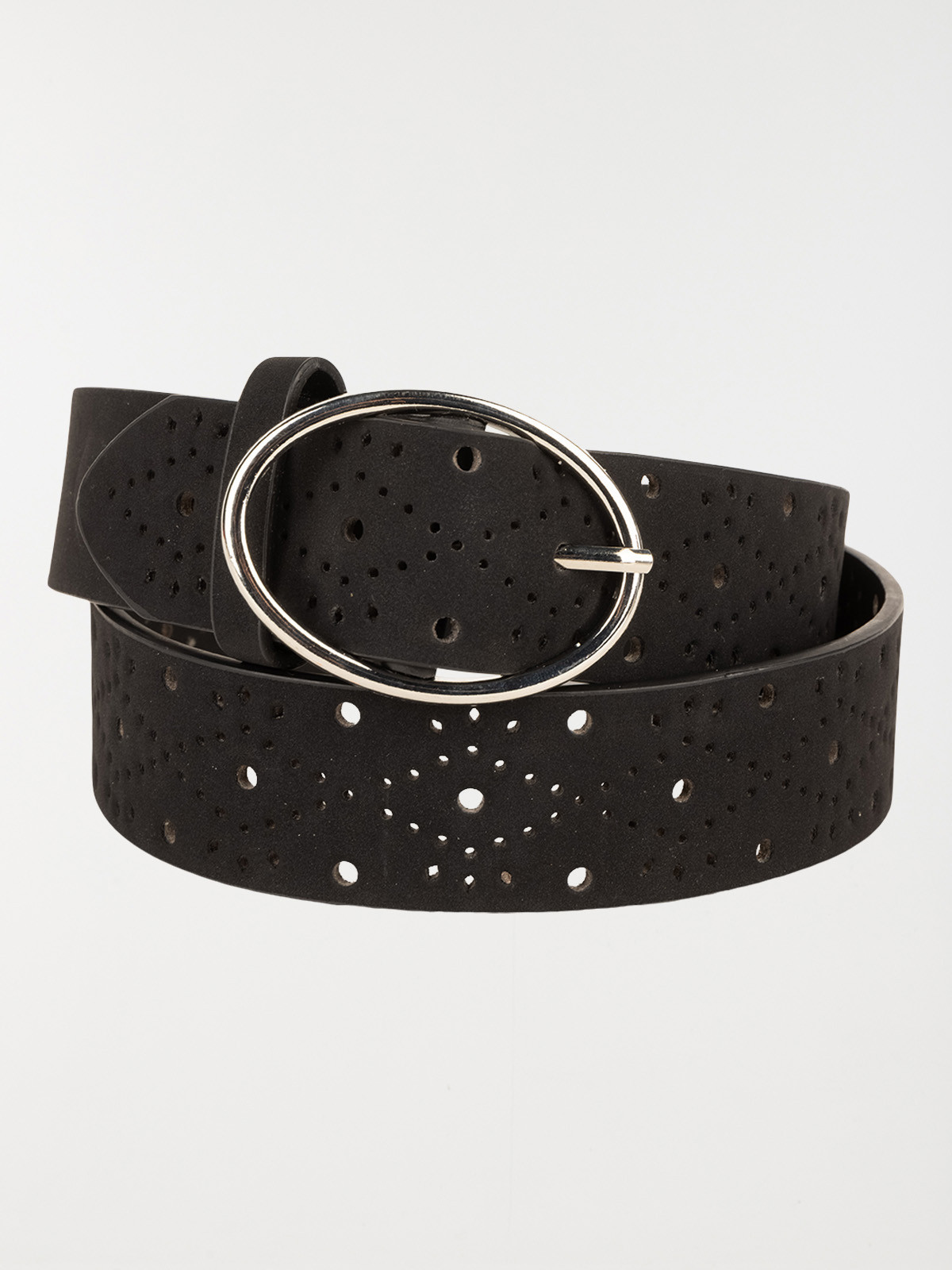 Ceinture ajourée suédine noire femme