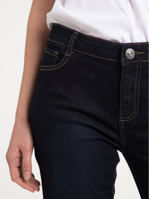 Pantacourt jean noir femme online