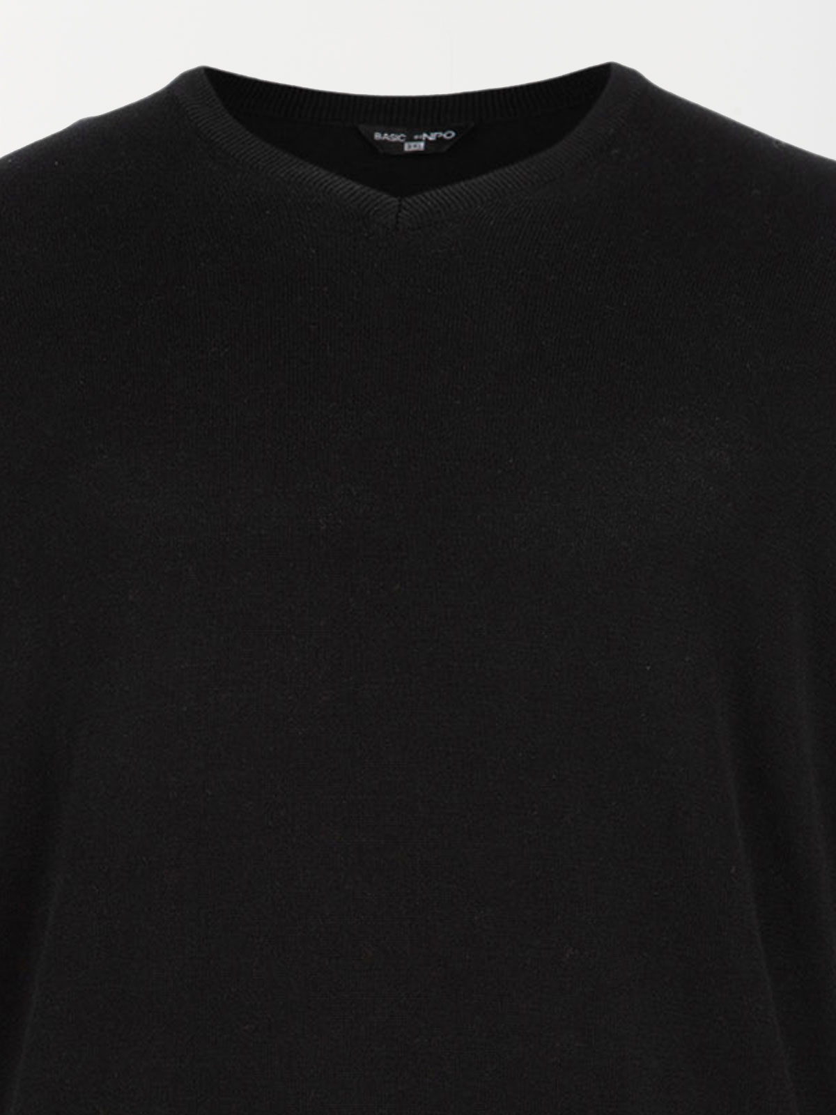 Pull col V noir grande taille homme