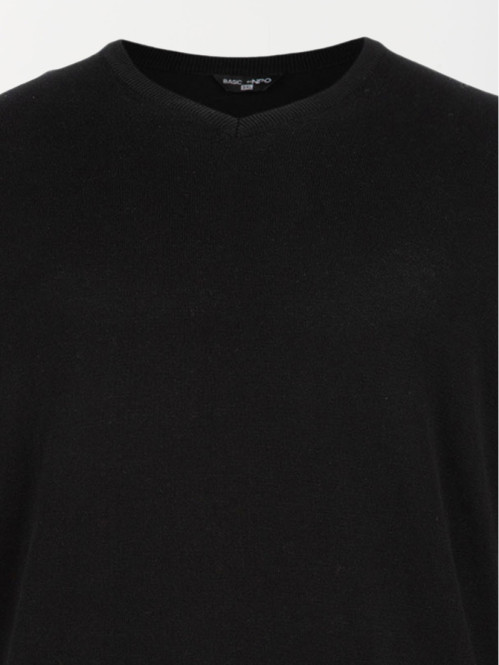Pull col V noir grande taille homme