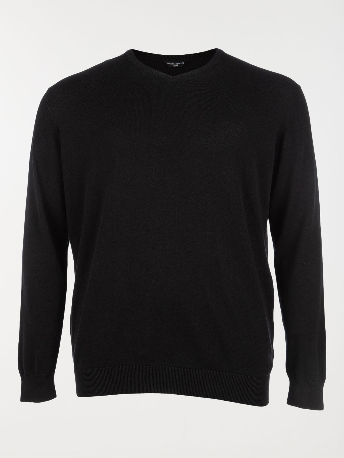 Pull col V noir grande taille homme