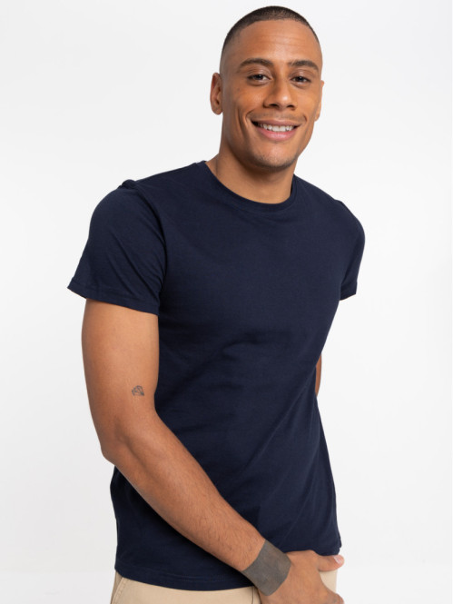 T-shirt marine 100% coton homme