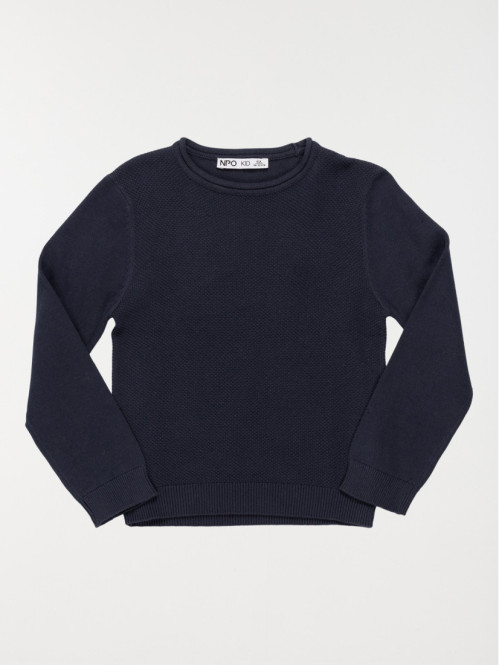 Pull marine 100% coton garçon (3-12A)