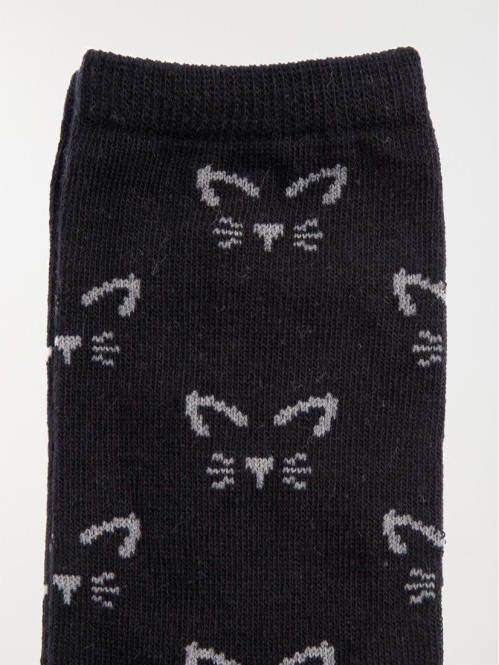 Lot 3 paires chaussettes chat femme