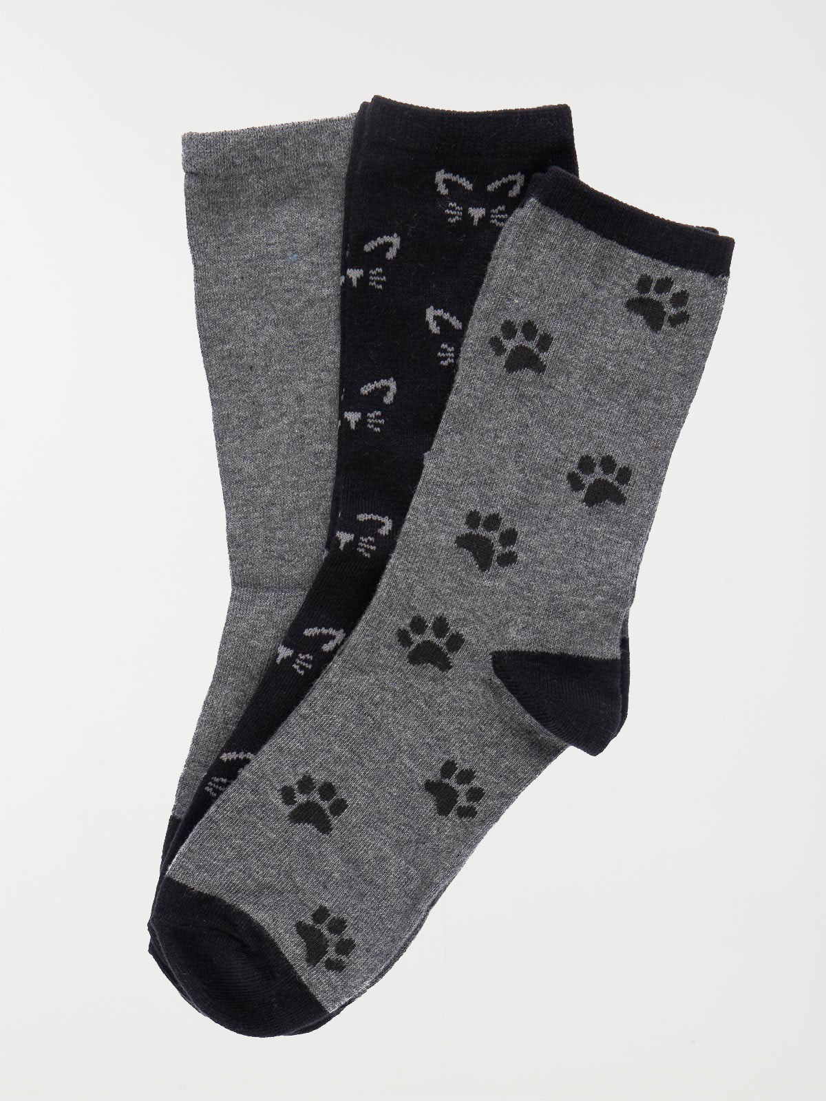Lot 3 paires chaussettes chat femme