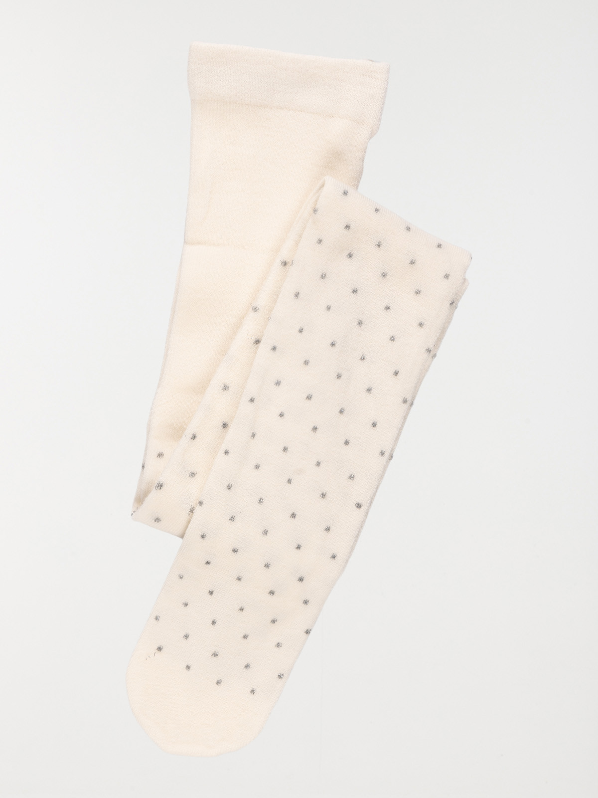 Collants chauds écru à pois gris fille 