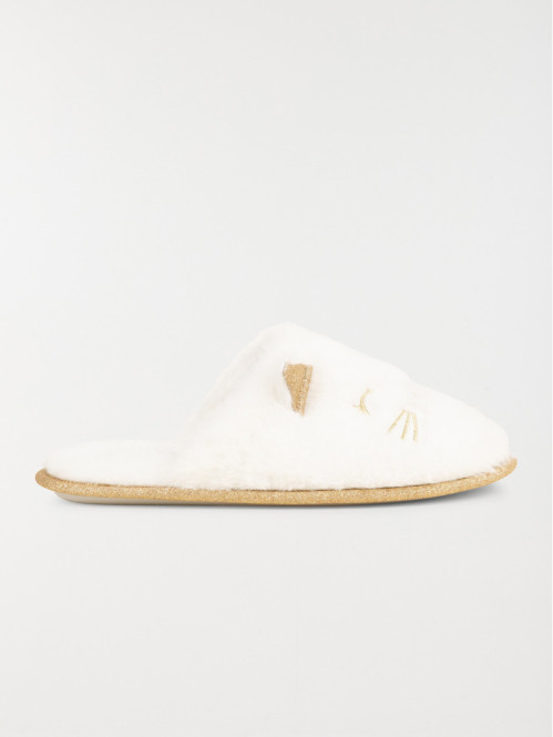 Chaussons blancs chat femme (36-41)