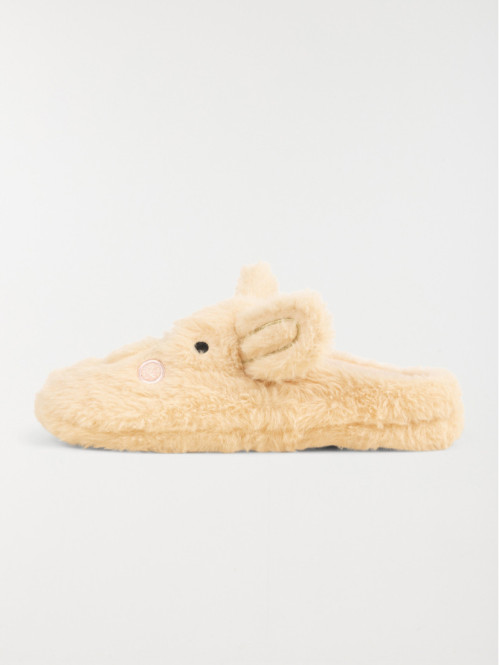 Chaussons mules femme beige...