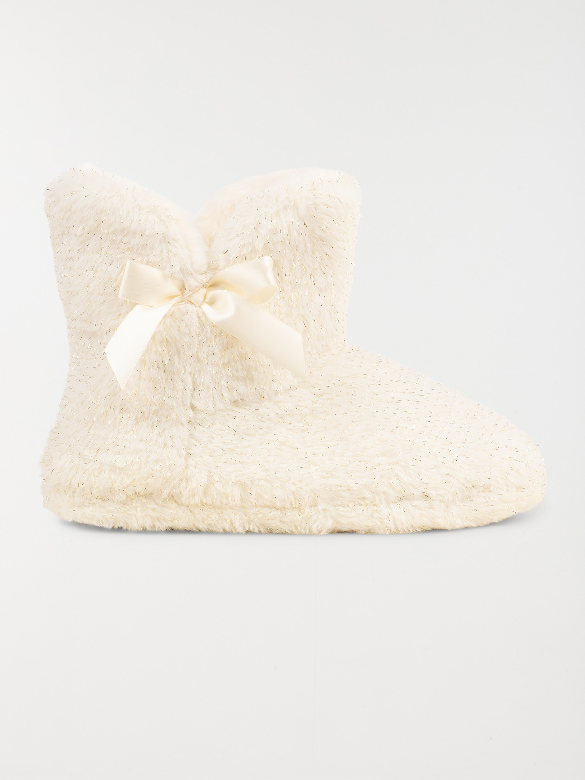 Chausson botte noeud femme beige (36-41)