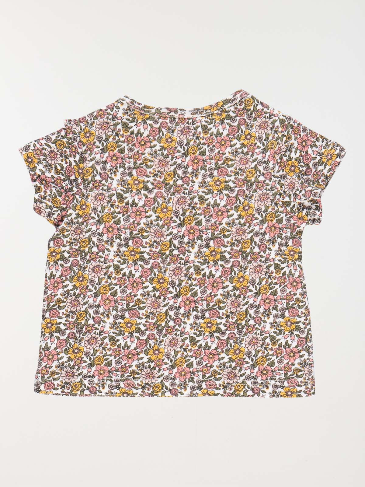 T-shirt écru motif floral fille (3-24M) T-shirt écru motif floral fille (3-24M)