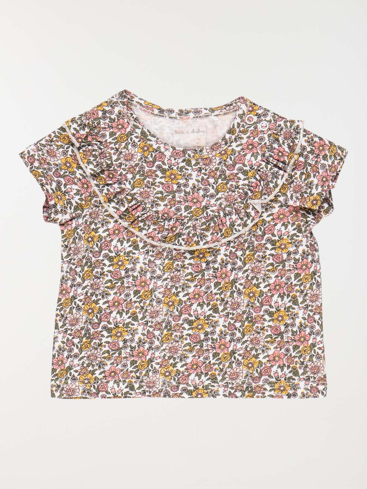 T-shirt écru motif floral fille (3-24M)