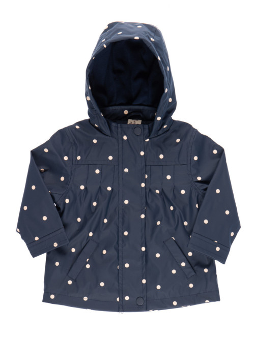 Parka ciré marine à pois fille (3-24M)