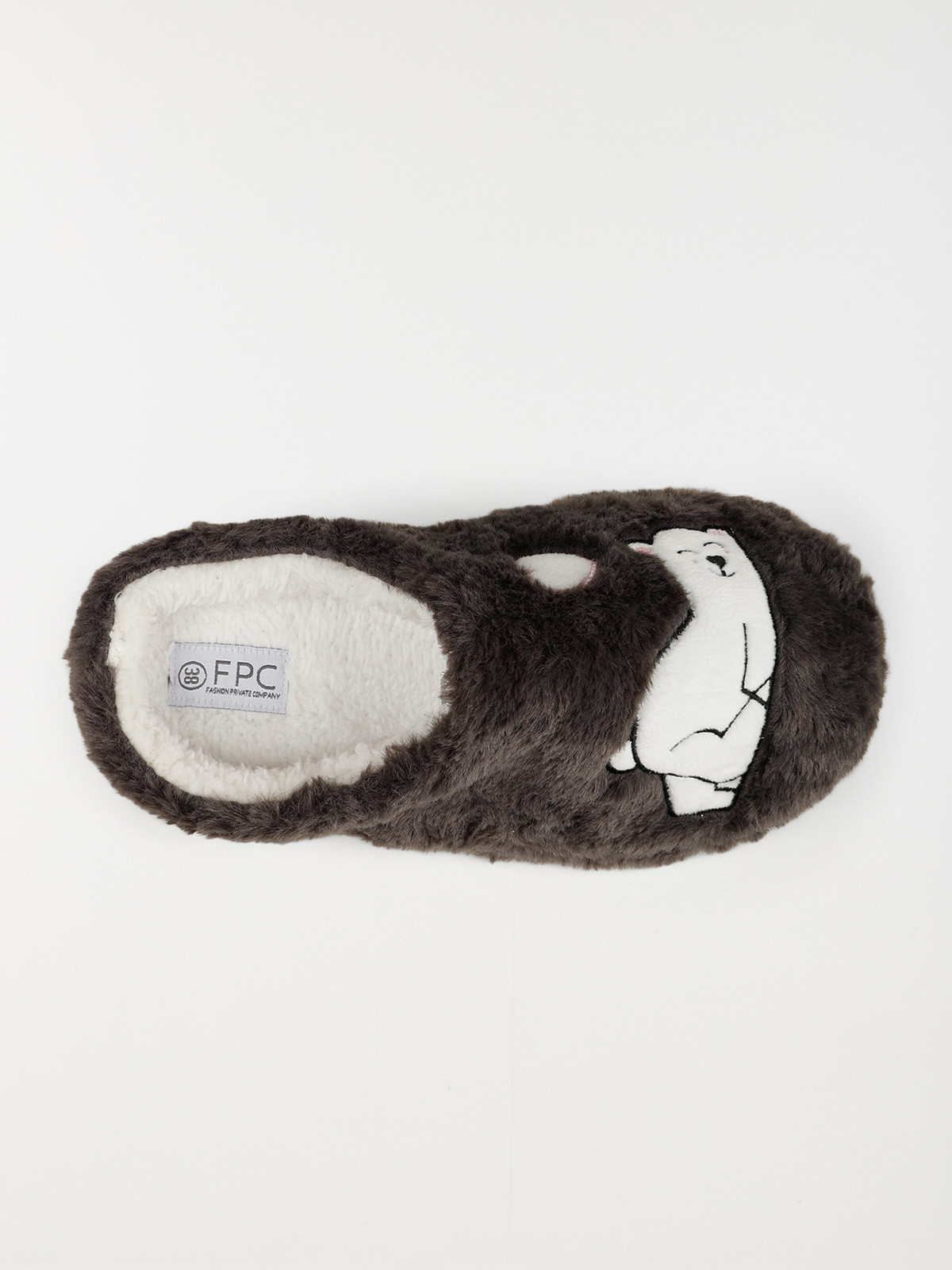 Chausson ours brodé femme (36-41)