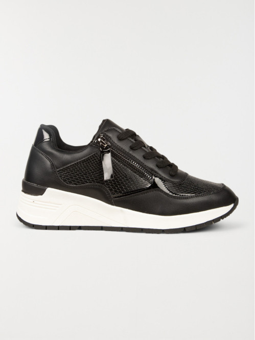 Baskets noires bi-matière femme (36-41)