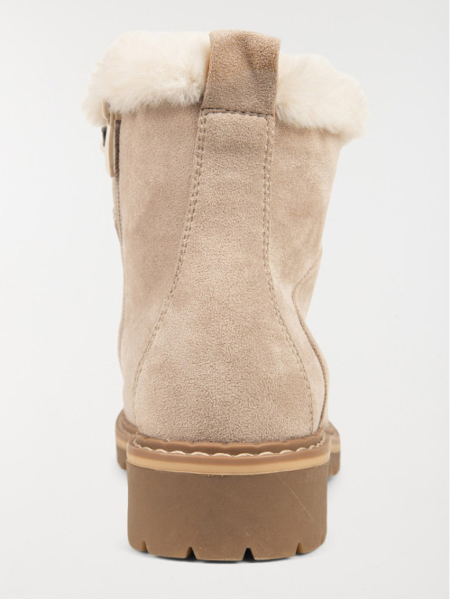 Bottines beige col fourré...