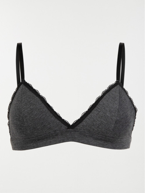Soutien-gorge triangle gris chiné femme