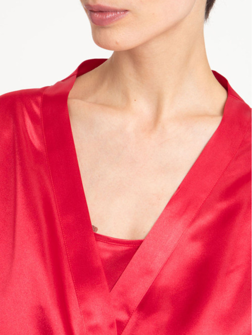 Peignoir satin framboise femme Peignoir satin framboise femme