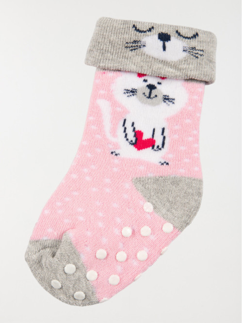 Lot de 2 paires chaussettes chat fille Lot de 2 paires chaussettes chat fille