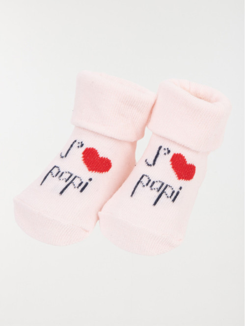 Chaussettes roses j'aime papi bébé Chaussettes roses j'aime papi bébé