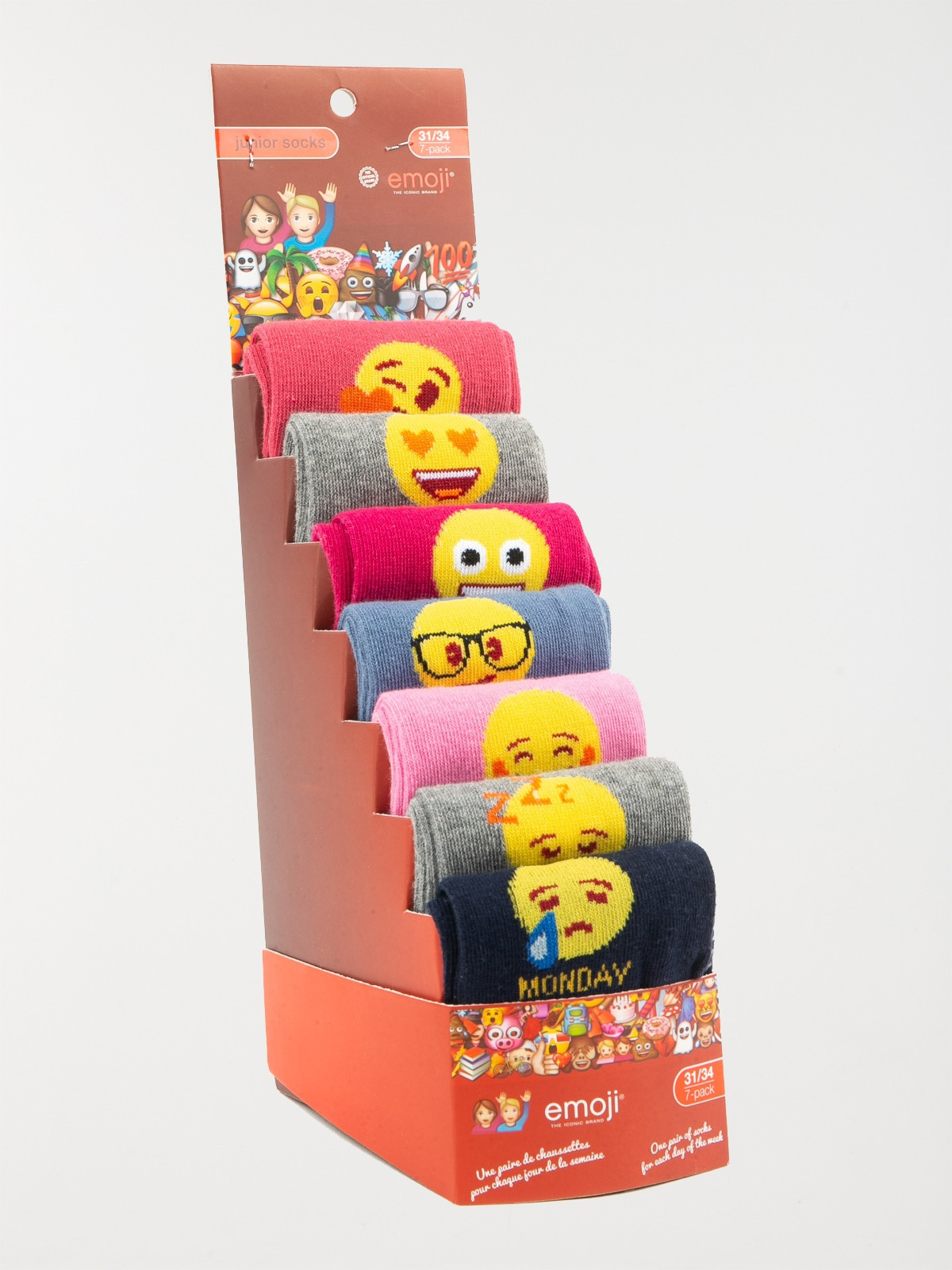 Lot 7 paires chaussettes emoji fille
