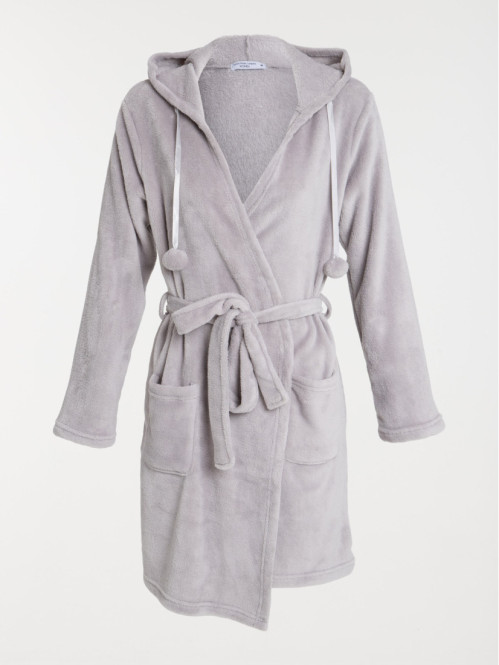 Peignoir gris clair chiné femme