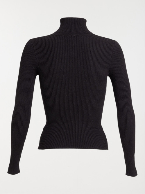 Pull col roulé noir femme