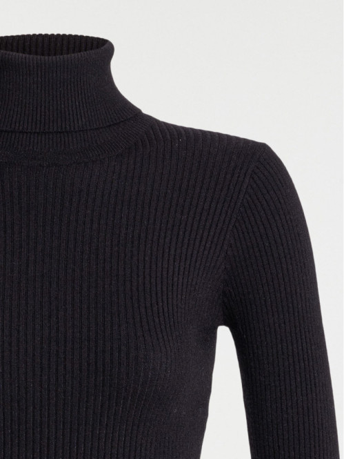 Pull col roulé noir femme