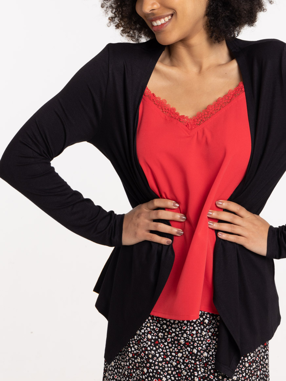 Gilet asymétrique basique noir femme 