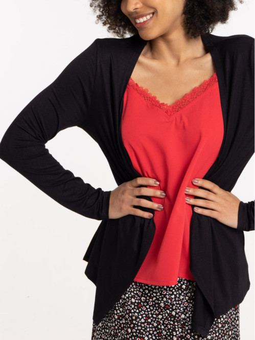 Gilet asymétrique basique noir femme 