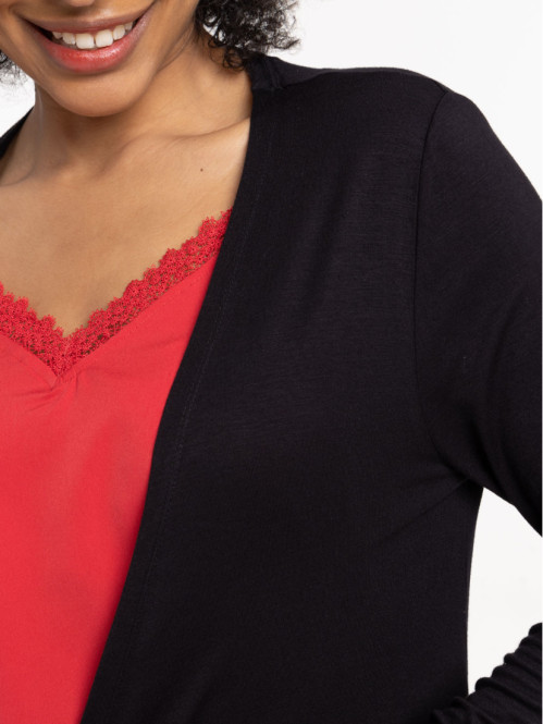 Gilet asymétrique basique noir femme 