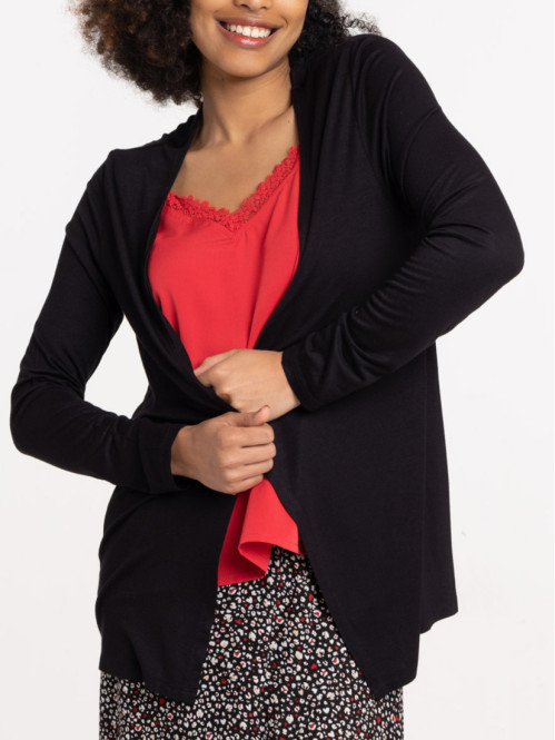 Gilet asymétrique basique noir femme 