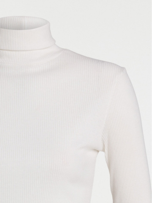 T-shirt col roulé écru femme