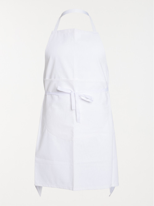 Tablier à bavette blanc 100% coton