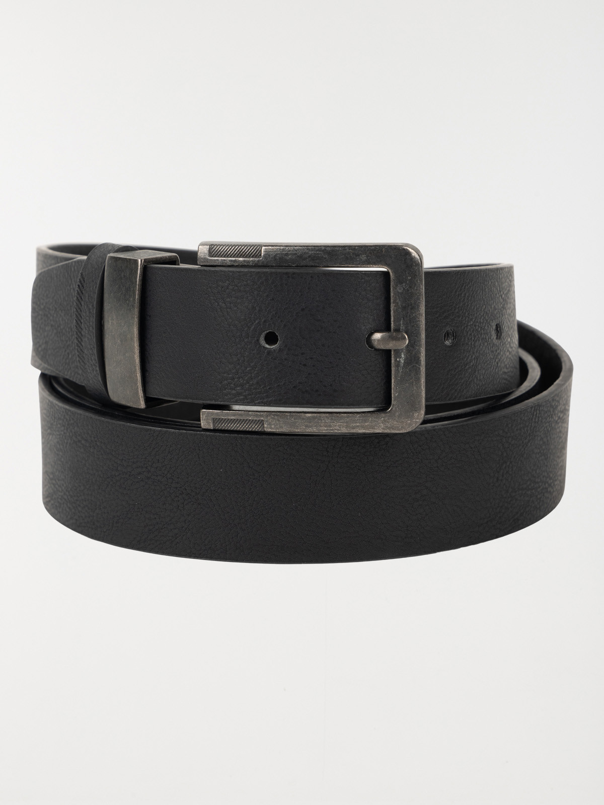 Ceinture noire passant métallique homme