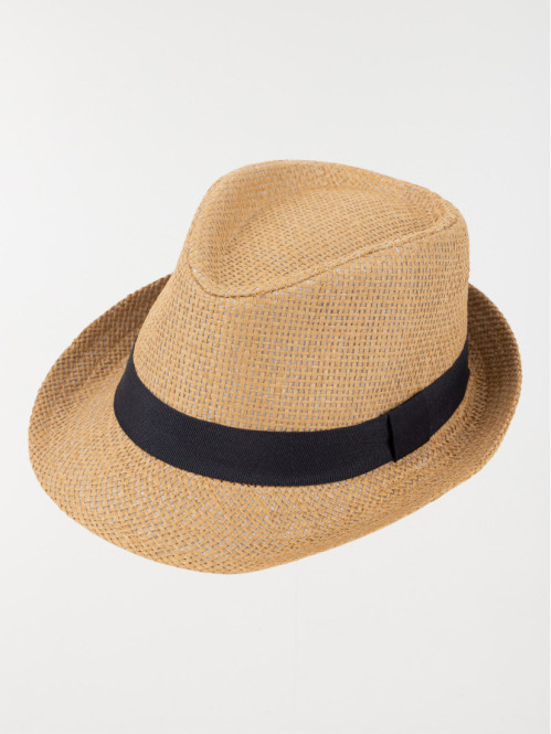 Chapeau paille ruban marine garçon