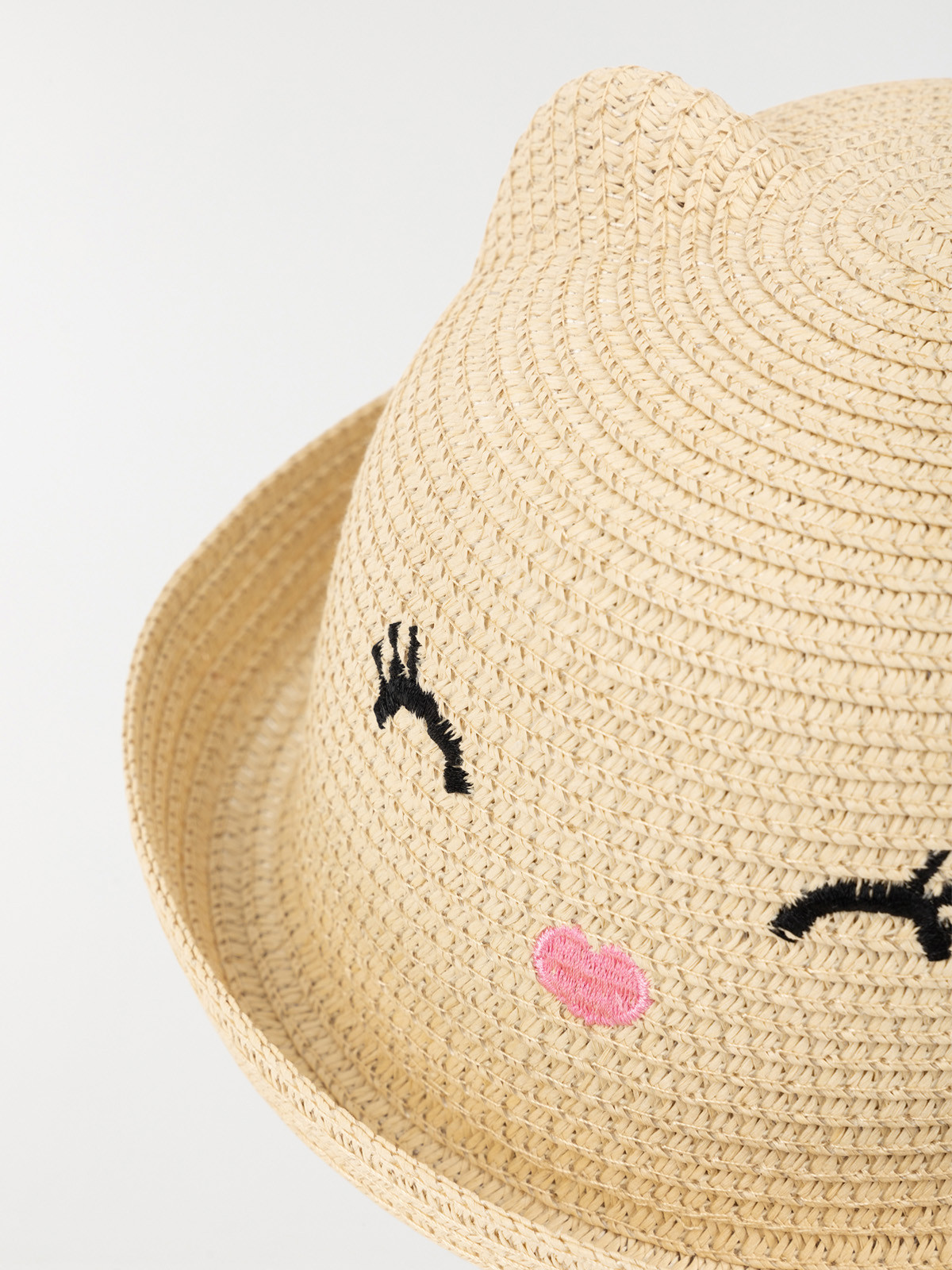 Chapeau paille chat oreilles 3D fille