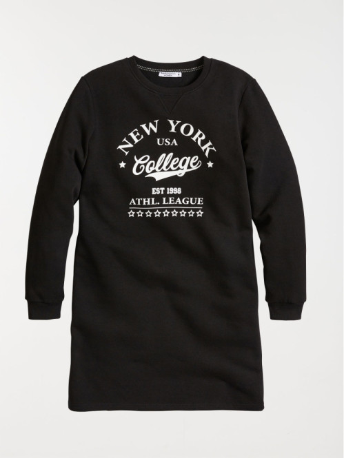Robe sweat New-York noire femme
