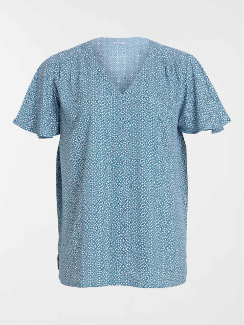 Blouse col V grande taille femme