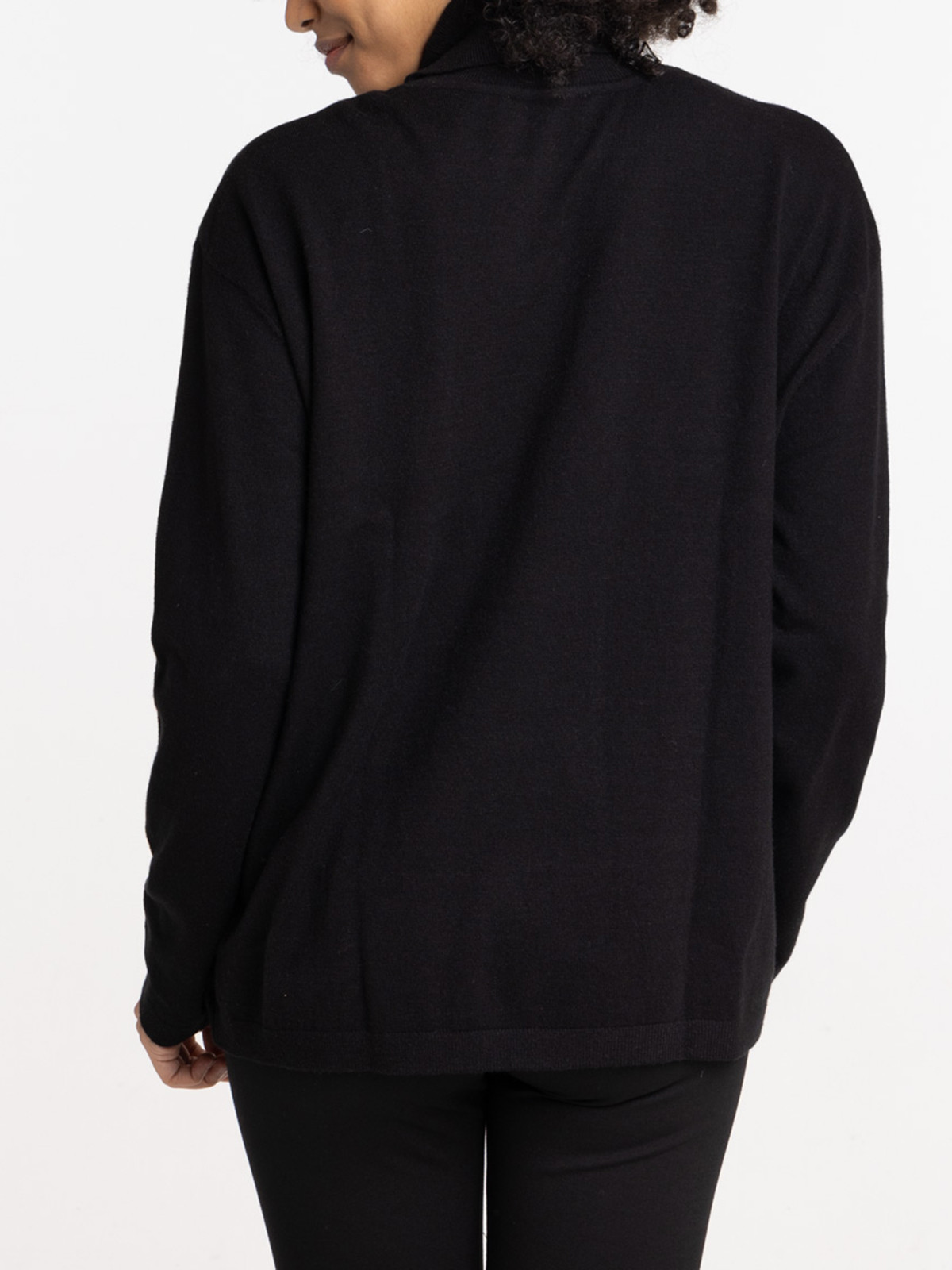 Pull col roulé noir femme